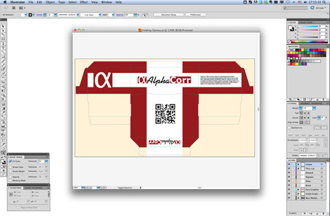 Use Illustrator to add graphics to the box or standalone display design structure in AlphaCorr’s Folding Genius. Use Illustrator to add graphics to the box or standalone display design structure in AlphaCorr’s Folding Genius.