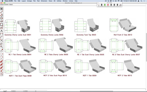 It’s easy to find any kind of folding carton or corrugated display design shape from Rule’s library of resizable templates.