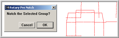 Select the geometry for rotary notching in AlphaCorr packaging design software.