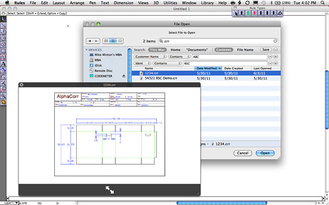 Quickly find display or packaging design files in the AlphaCorr software database using Windows Search.