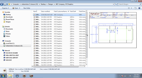 Quickly find AlphaCorr freestanding display and packaging design software files using Windows 7 Search.