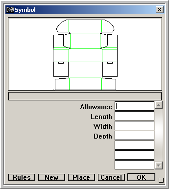 Select a design template to produce and fill in the dimensions in the Symbols dialog box in AlphaCorr sales display and packaging design software.